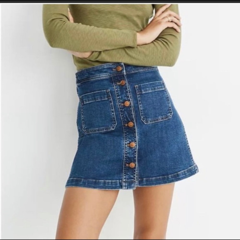 Madewell Denim Patch Pocket A-Line Mini Skirt Size 6